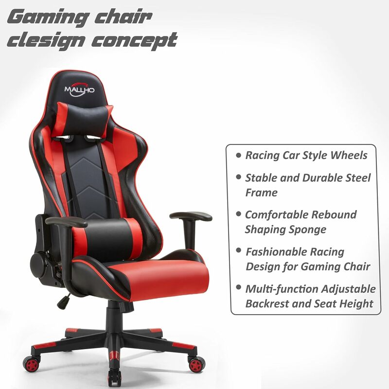 Игровой стул, Гоночное компьютерное кресло с высокой спинкой, регулируемое эргономичное поворотное игровое кресло