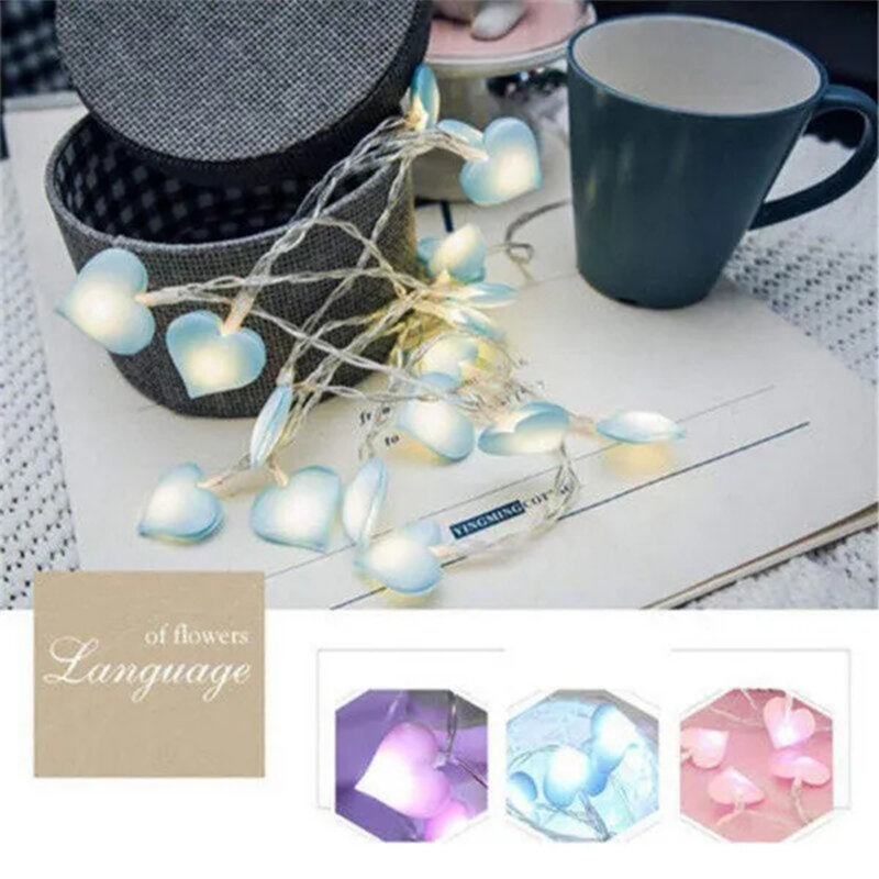 LED a forma di cuore String Lights Indoor Party Garden san valentino Decor Pink Purple Girl String Light luci di fata di san valentino