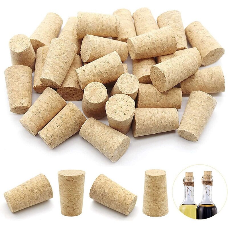 500Pcs Tapered Wine Cork Reusable Wood Corks Creative Portable Sealing Wine Stopper Wine Bottle Cover For Bottles Wine