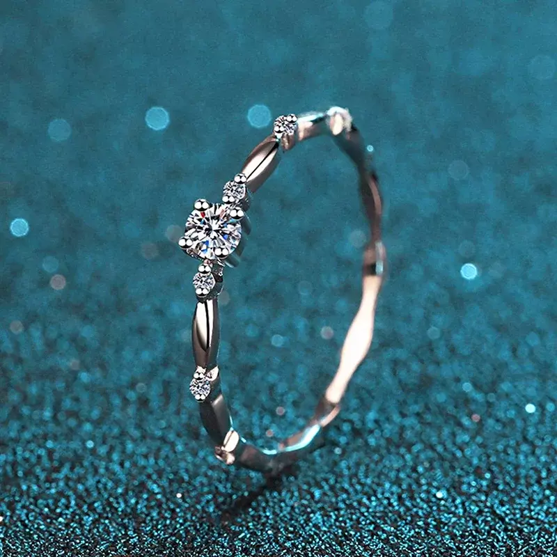 ALITREE-Anillo de moissanita de Color D para mujer, anillos de plata de ley 925 con certificado GRA, bandas de boda de compromiso, joyería, 1Ct