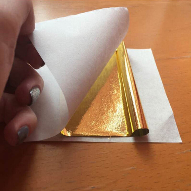 แผ่นฟอยล์สองด้านสีทอง/เงิน/ทองแดง50X แผ่นกระดาษปิดทองการตกแต่งงานฝีมือการออกแบบ DIY