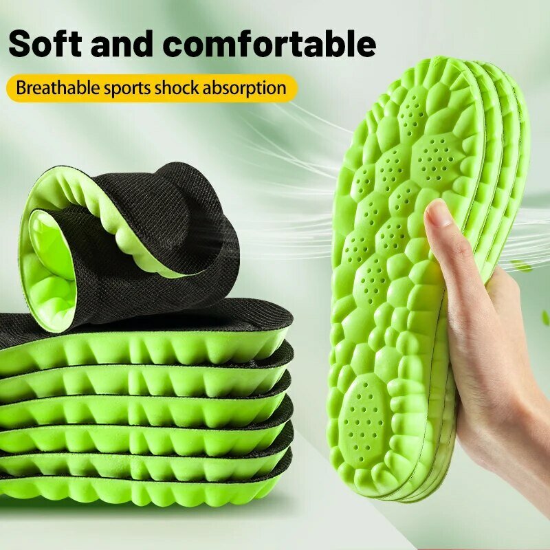 Plantilla deportiva 4D, almohadillas de suela de zapatos Súper suaves para pies, cestas de absorción de impacto, soporte de arco de suela de zapato, inserciones ortopédicas