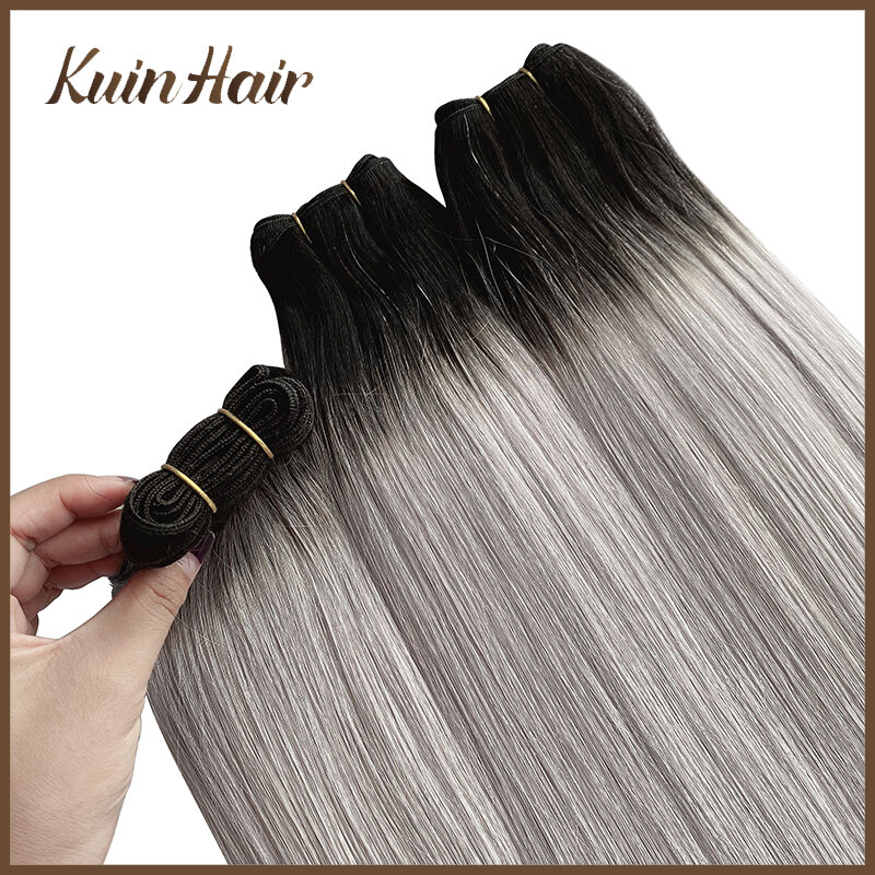 Straight Natural Brazilian Virgin100% Human Hair Bundles Double Drawn Ombre Blonde Color Hair Weaves Sew In Weft Extensions 100G