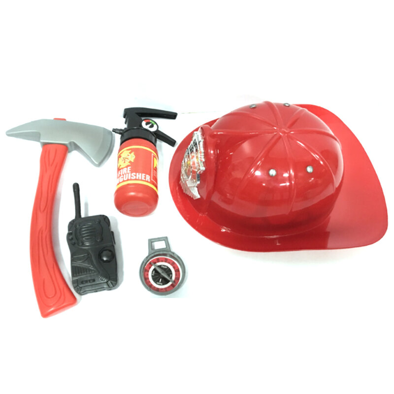 5 sztuk/zestaw dzieci strażak strażak Cosplay zabawki zestaw gaśnica domofon Axe klucz Play House do odgrywania ról strażacy