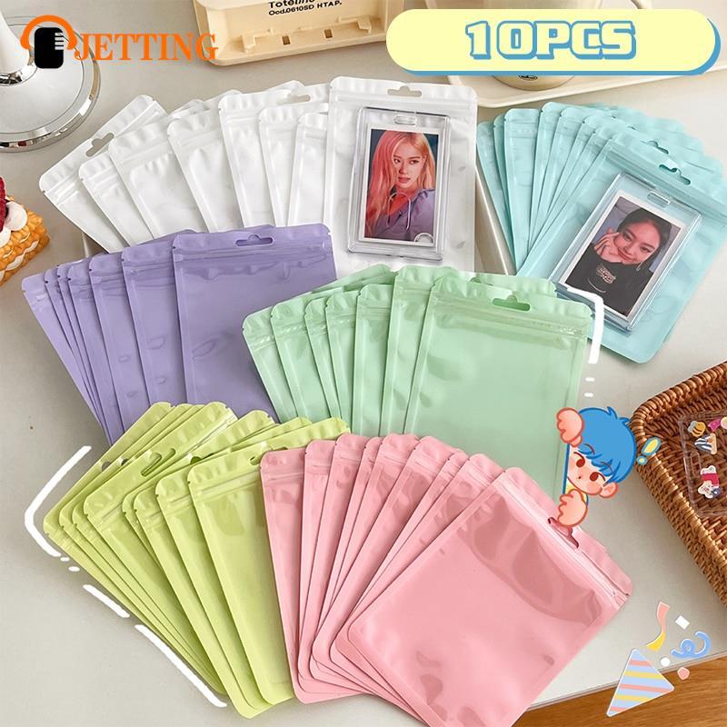 10Pcs Macaron Color Ziplock Bag Plastic Bag Thickened Color Storage Sealed Pocket Makeup Brush Packaging Storage Bag