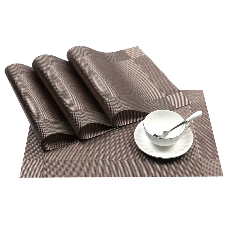 Double Frame PVC Woven Western Thickened Striped Oil Proof Heat Insulation Meal Mat, Tea Cup Mat For Bar Counter