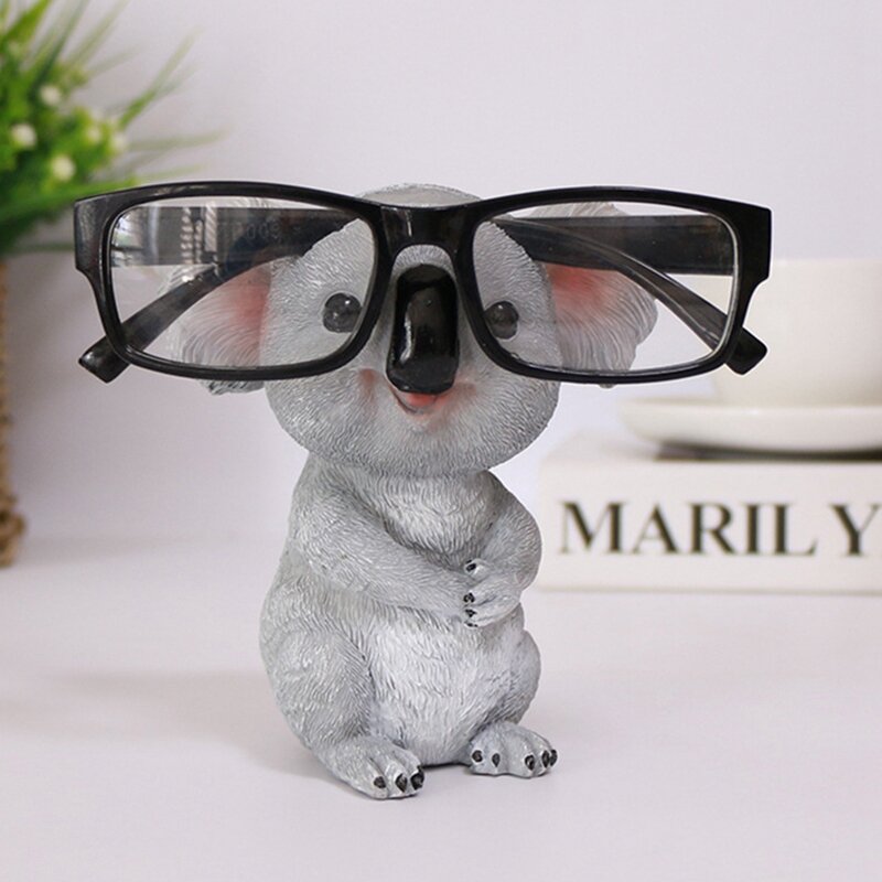 Koala Figurines para Home Decor, Estátuas de Animais, Resina Óculos Stand, Lápis e Óculos De Sol Titular, Recipiente para Desktop, Presente