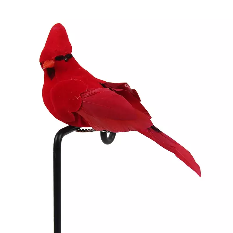 2 stücke Simulation Feder Vögel mit Clips für Garten Rasen Baum Decor Handwerk Rote Vögel Figuren Weihnachten Home Dekoration
