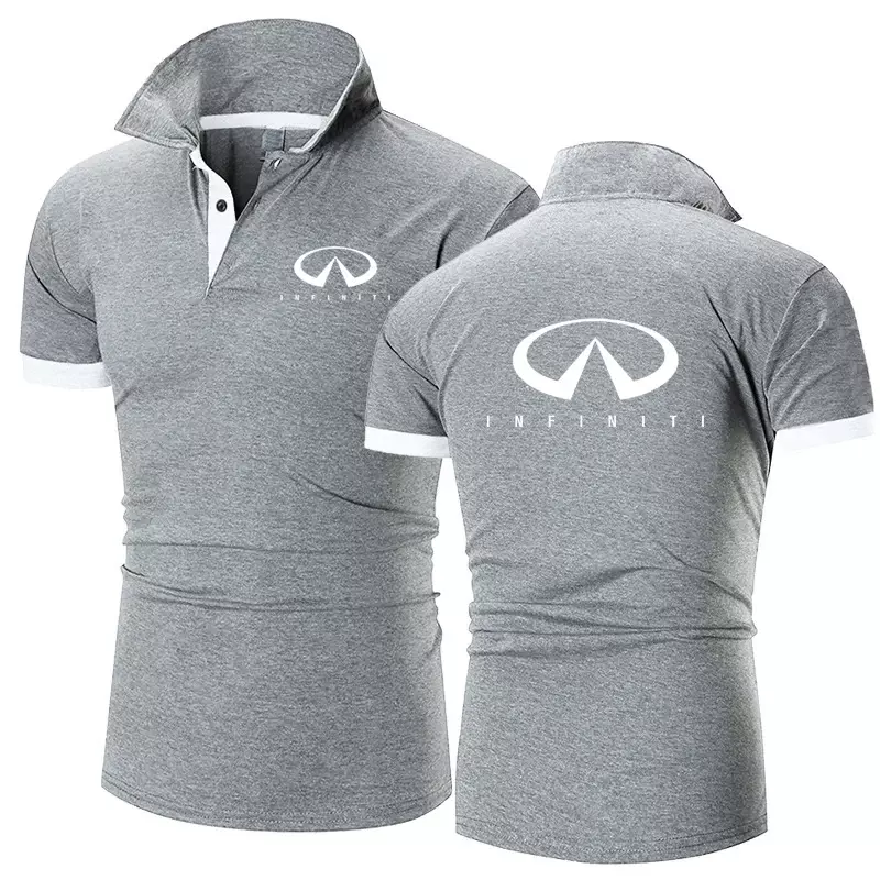 Мужская летняя рубашка-поло Infiniti с принтом для отдыха, с короткими рукавами, новинка 2024, модная деловая одежда с лацканами, футболка