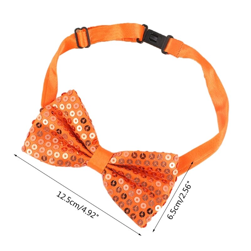 Предварительно завязанный галстук-бабочка унисекс с регулируемым ремешком, дизайн с блестящими пайетками и бантом, галстуки для