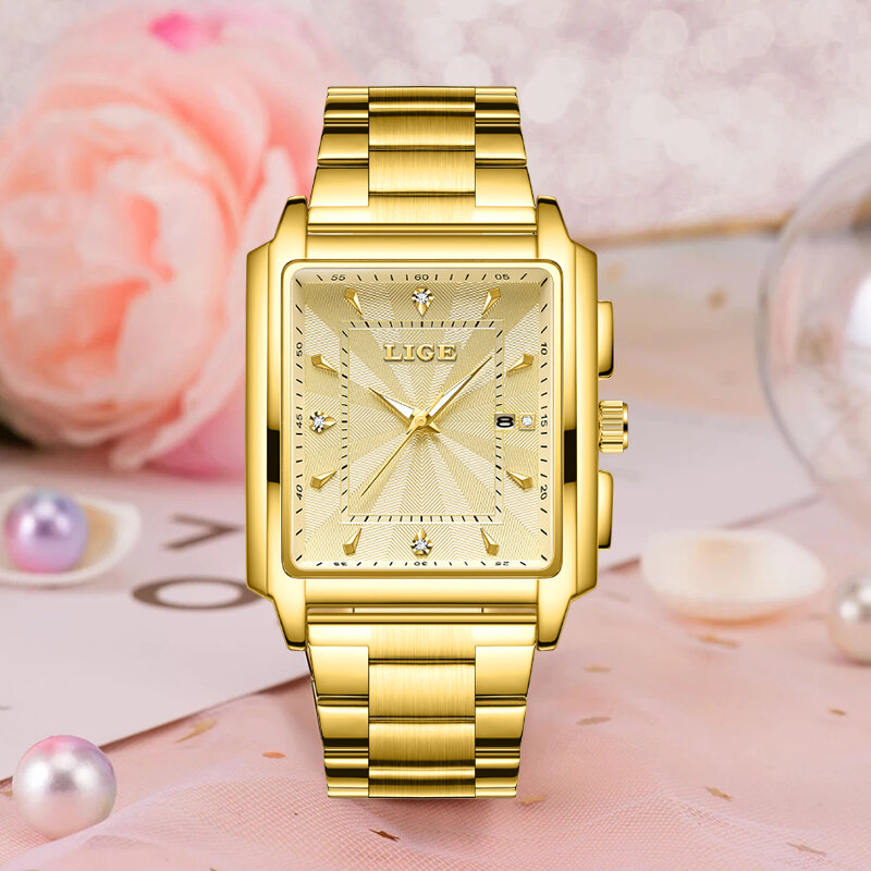 Lige Mode quadratische Uhr Frauen Top-Marke Luxus Frauen Uhr Casual Sport wasserdichte Quarz Chronograph Armbanduhr montre femme