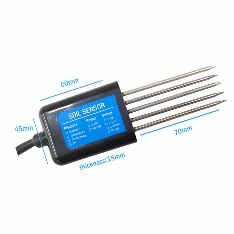 Sensor temperatur kelembapan tanah EC Sensor PH NPK dengan output opsional 4-20mA 0-5v RS485