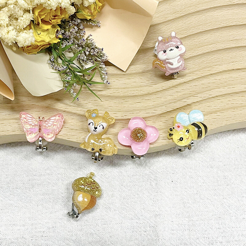 6PRS/SET New Cute Unicorn Butterfly Non Piercing Kids Girls Children Clip on Earring regalo di natale