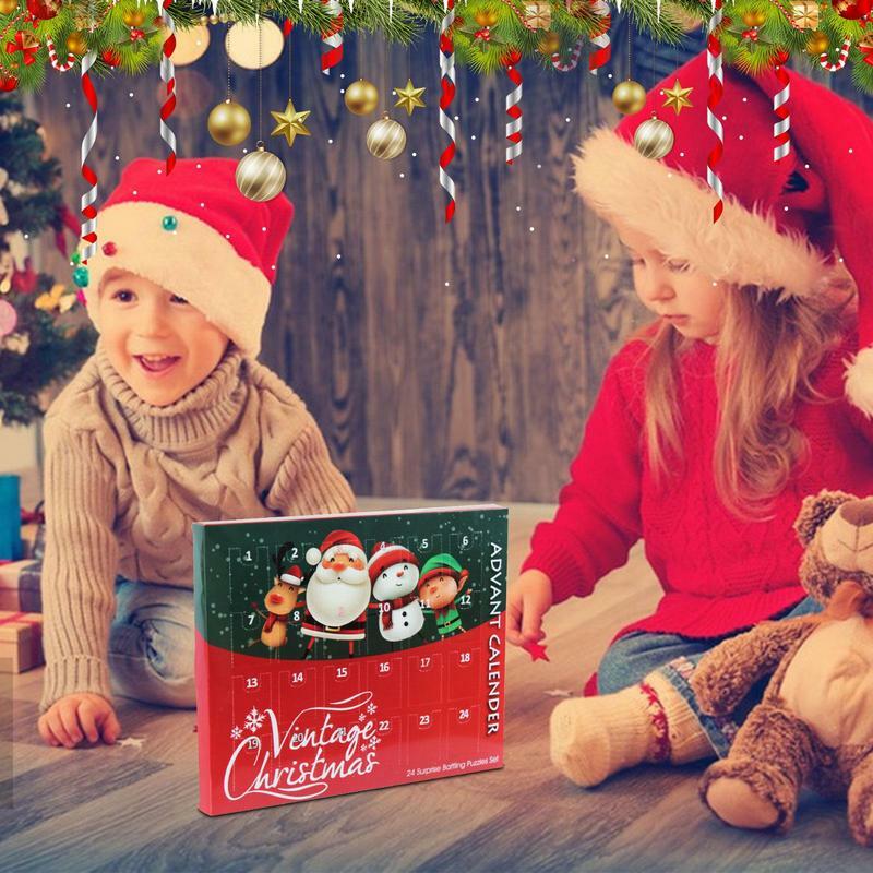Calendario de Adviento de Navidad para niños, hebilla de desbloqueo de Metal, juguetes educativos para niños, calendario de cuenta regresiva de Navidad de 24 días, juguetes de rompecabezas para niños, 2023