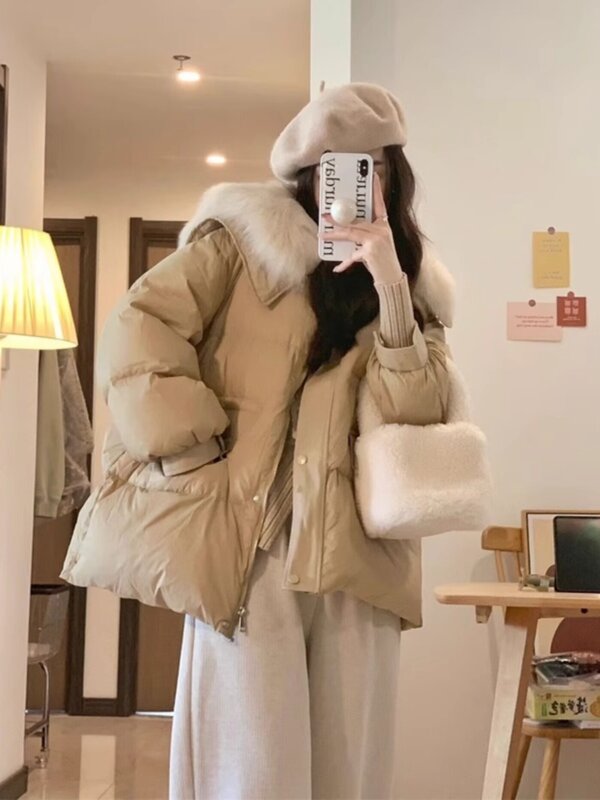 Женская зимняя модная дизайнерская короткая пуховая куртка