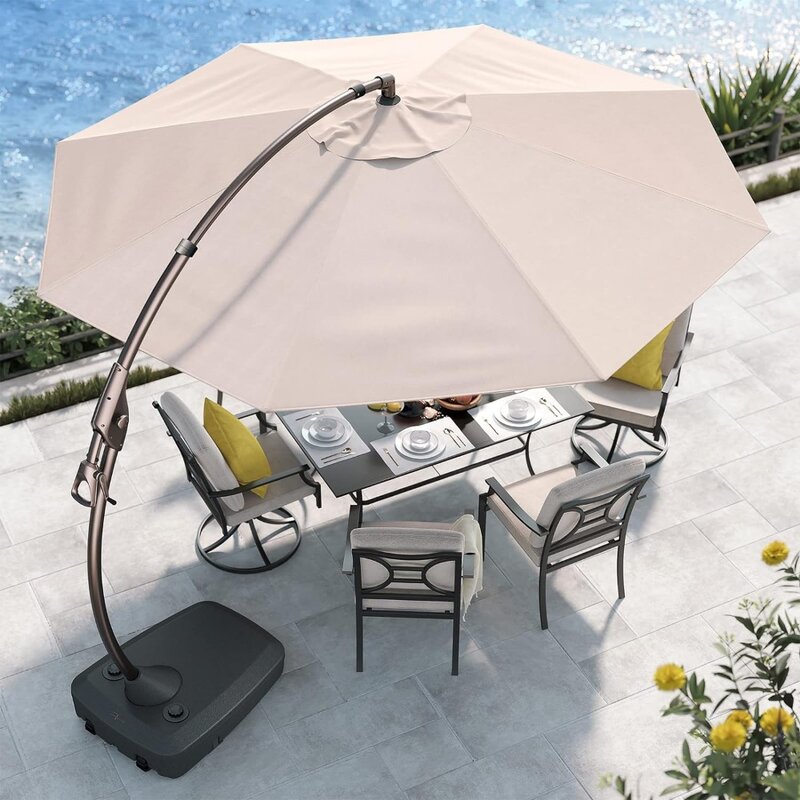 Зонты для внутреннего дворика, зонт для внутреннего дворика 12 футов, изогнутый алюминиевый консольный Зонт с основанием для бассейна, зонты для внутреннего дворика