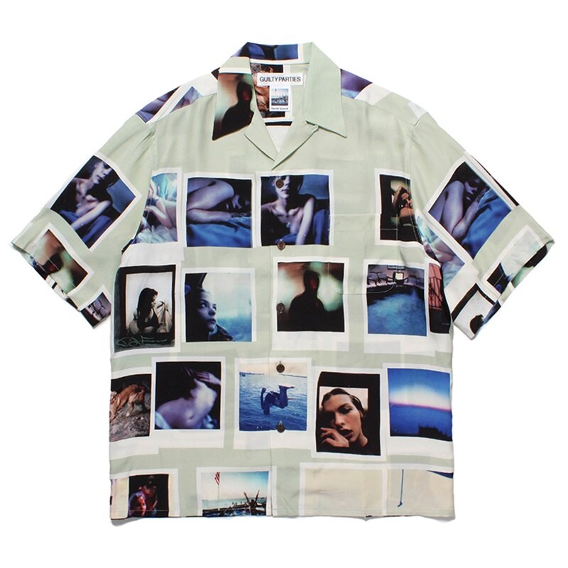 WACKO MARIA-قميص بأكمام قصيرة للرجال والنساء ، طباعة كاملة ، جودة عالية ، قميص Hawaii ، ملصق