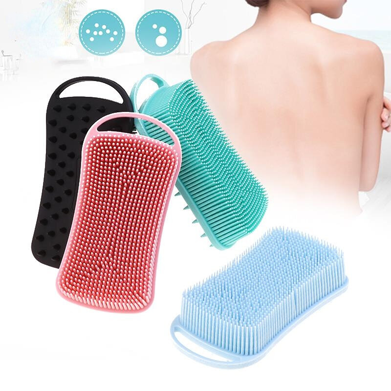 2 in 1 Silikon Dusch bürste Scrub ber weiche Silikon Kopfhaut Massage gerät Shampoo Bürste doppelseitige Körper bürste Schaum Haut sauber Werkzeug