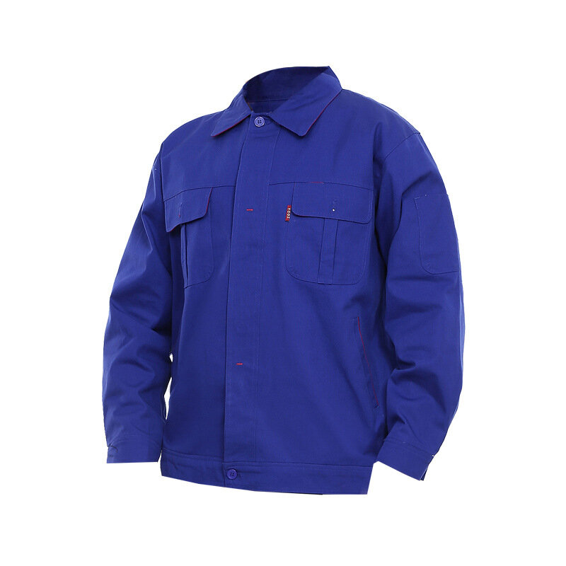 Весенняя 100% хлопковая рабочая одежда, однотонный цвет, стандартный сварочный костюм, износостойкий Рабочий Комбинезон для ремонтных работ с фабрики
