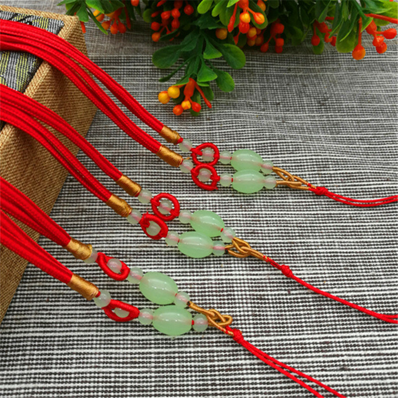 Wisiorek z jadeitem sznur hurtowa ręcznie tkana biżuteria wisiorek naszyjnik z jadeitu pasujący łańcuszek ze sznurkiem