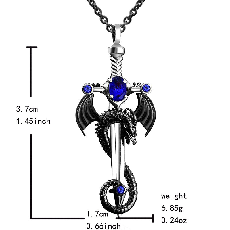 Ожерелье с подвеской в виде меча дракона в стиле ретро, модное изысканное ожерелье, аниме, ювелирные аксессуары