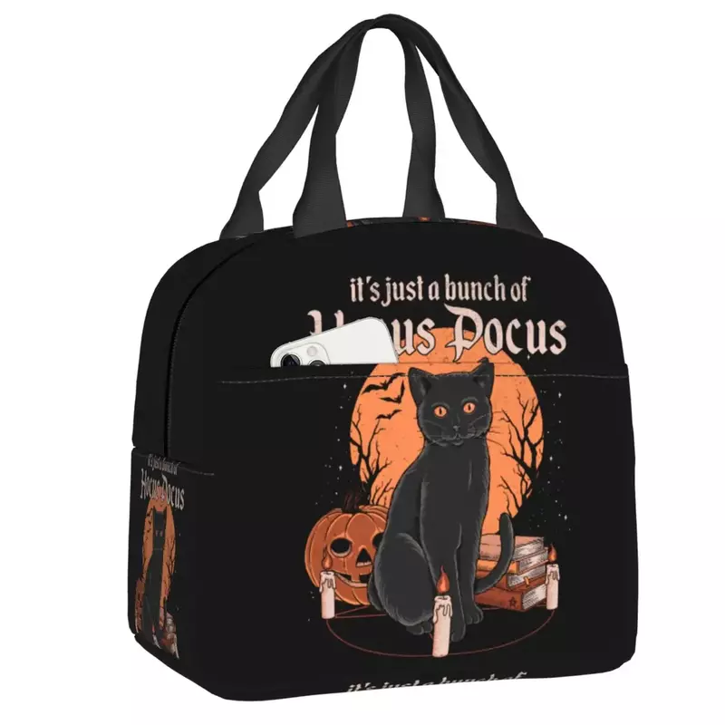 Bunch Of Hocus Pocus bolsas de almuerzo reutilizables, caja de almuerzo con aislamiento térmico, Enfriador de gato negro, brujería de Halloween, mujeres y niños