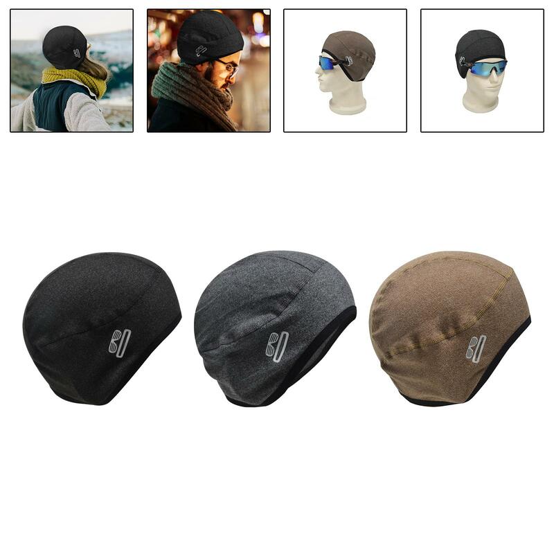 Topi tengkorak lapisan helm untuk pria, topi pelindung telinga melar musim dingin untuk olahraga luar ruangan berkuda ski mendaki dahi