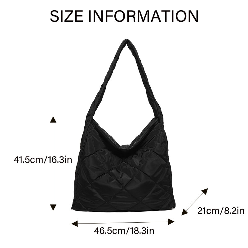HISUELY 2024 Fashion Simple Women Quilted Satchels bag Lightweight shoulder bag Nylon Crossbody Bag Large capacity Work Purses