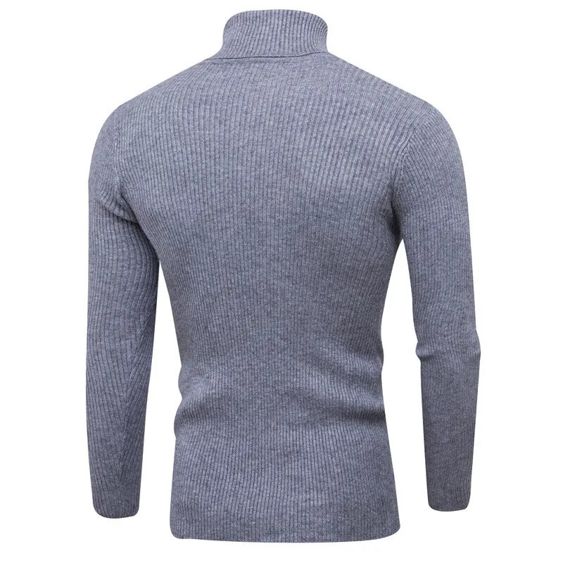 Suéter de cuello alto para hombre, jerseys de punto de lana informales de Color sólido, ropa ajustada, otoño e invierno, nuevo