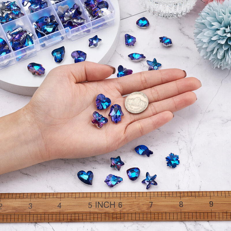 100Pcs Glass Rhinestone Pendants Heart Star Charms For Women DIY Necklaces Bracelets Dangle Earrings Jewelry Making Accessories