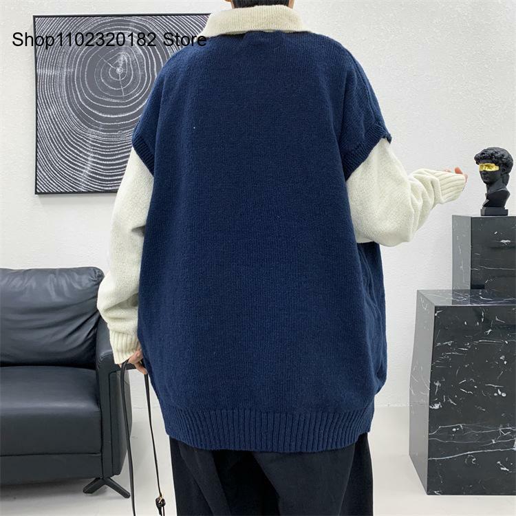 Spring and Autumn Vacation Two Piece Spliced Knitted Sweater for Men