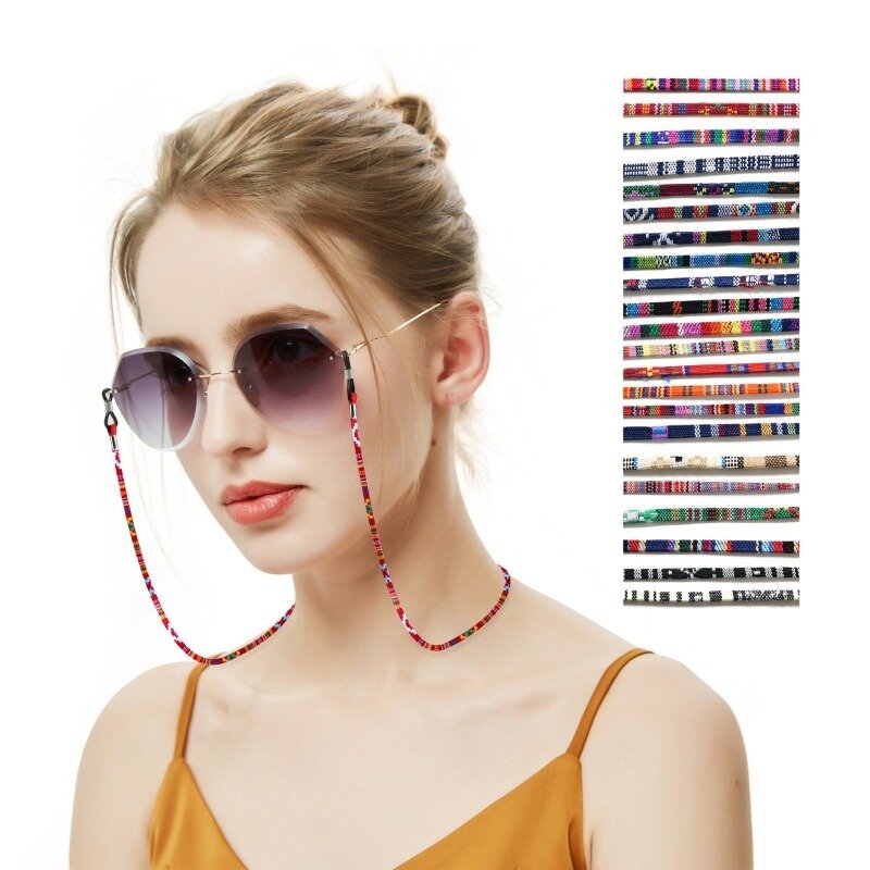 سلسلة القطن الملونة للنظارات الشمسية ، الحبل الرقبة لنظارات القراءة ، الحبل لنظارات الرقبة