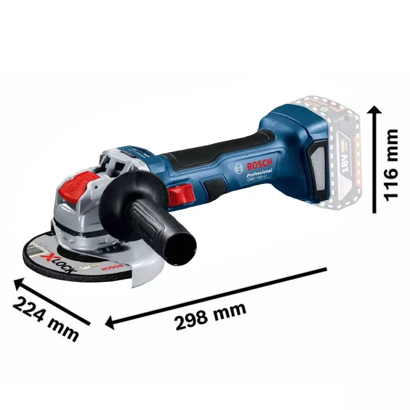 Bosch Cordless Angle Grinder GWX180-LI 125MM Brushless X-lock Quick Change Saw Blade Cordless Electric Grinder Power Tools