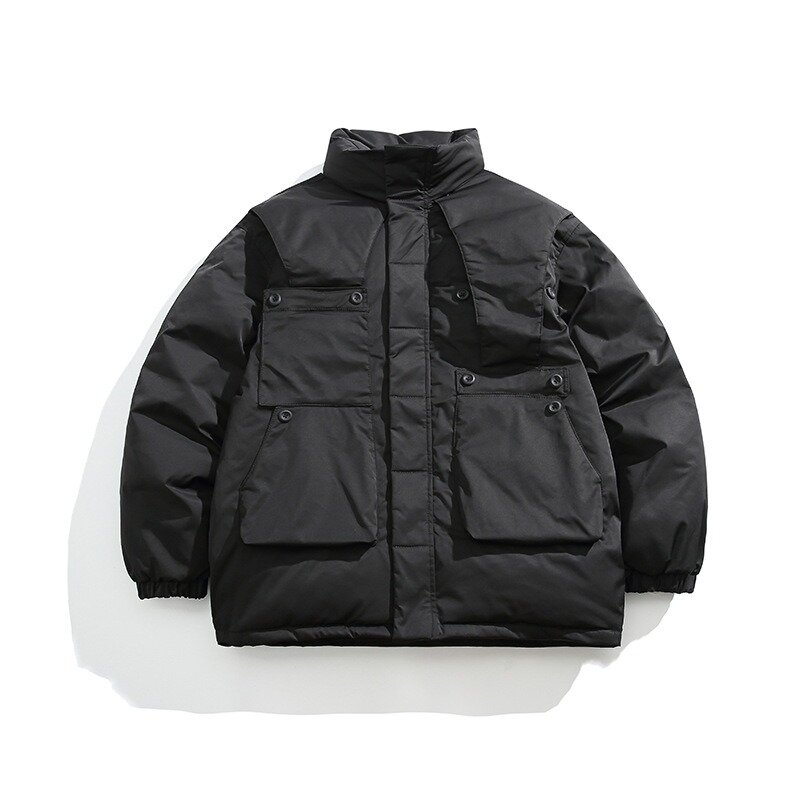 Куртка на хлопковом наполнителе для мужчин и женщин, однотонная плотная теплая куртка с 3D карманами, пальто в Корейском стиле, Y2k, зима