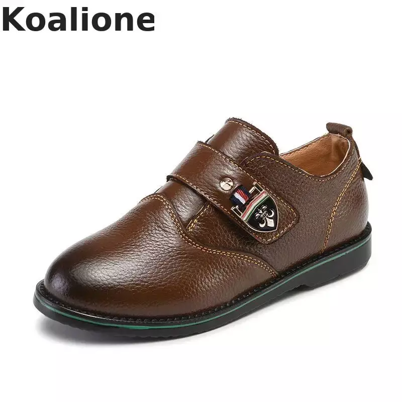 Kids Shoes For Boys Genuine Leather School Show Dress Shoes Flats Classic British Oxford Shoes Children Wedding Loafer Moccasins