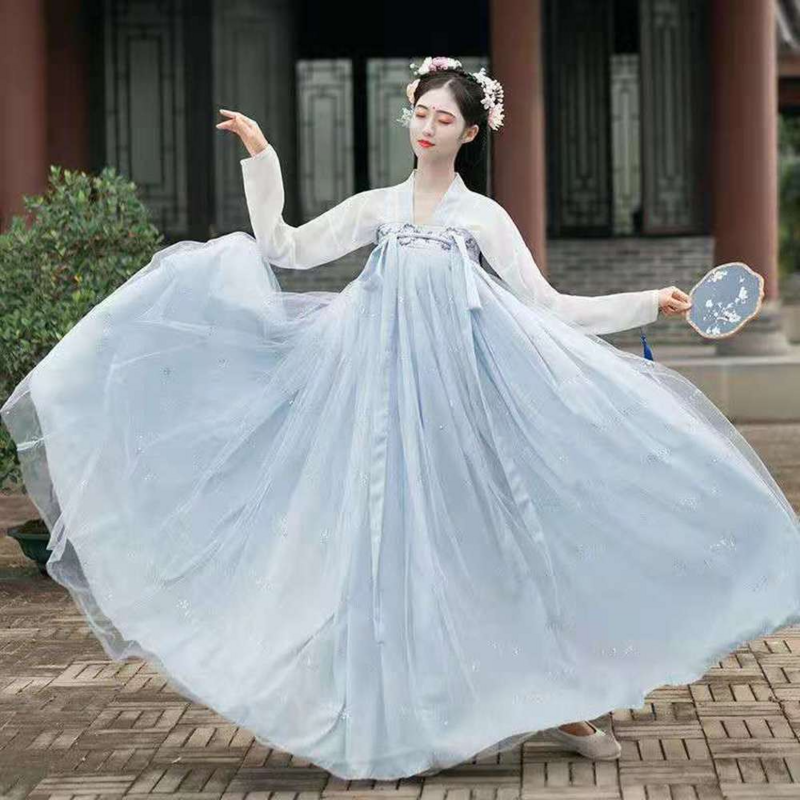 Vestido nacionais chinês hanfu, conjunto de cosplay de dança, fantasia de fada, traje tradicional para meninas, vestidos de princesa lisos