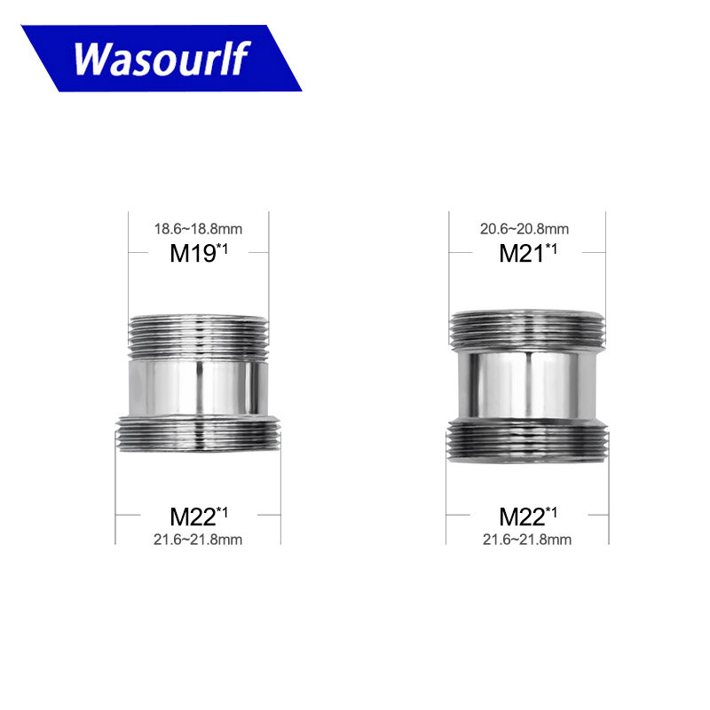 Wasourlf adaptador de rosca macho m18 m20 m22, conector macho de latão para transferência de rosca m22, acessórios para torneira de cozinha e banheiro
