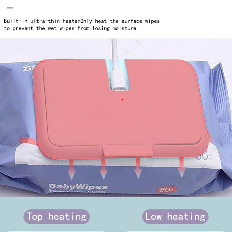 Calentador de toallitas húmedas para bebé, dispensador de toallitas húmedas de gran capacidad, alimentado por USB, temperatura ajustable, uso doméstico con pantalla Digital