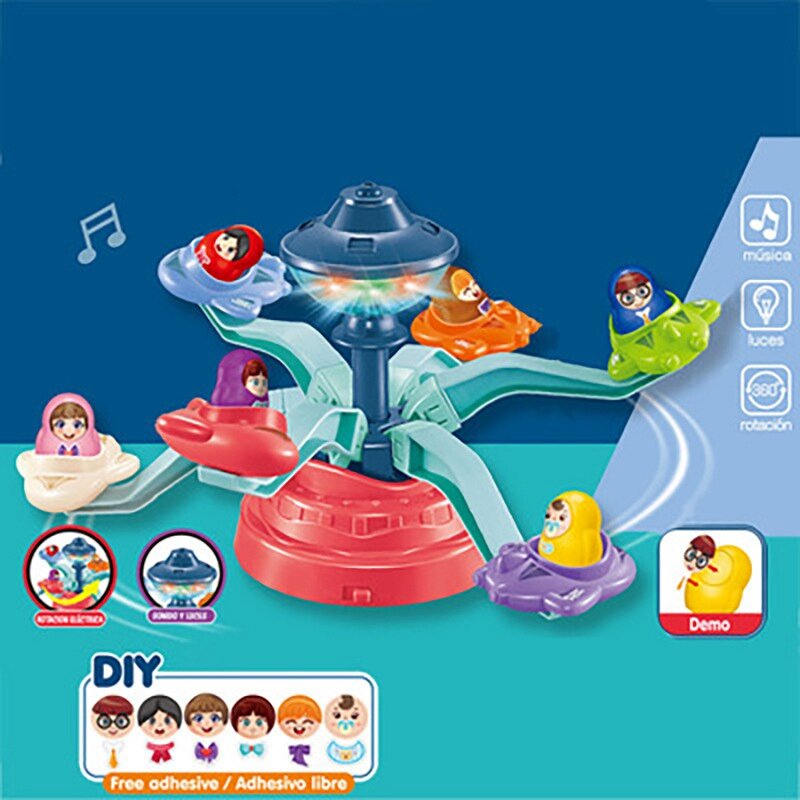 Electric Plane Rotating Light And Music Playground Ferris Wheel Friends Park Girl Figures City Toys For Children Gift-Drop Ship