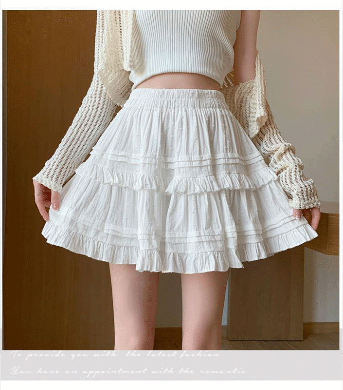 Falda media elegante de cintura alta para mujer, falda de pastel de encaje blanco, reducción de edad, estilo Academy, primavera y verano, nuevo