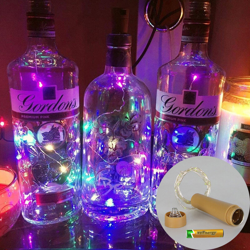 Decoración Para FIESTA DE Navidad Led para botella de vino tinto, cadena de lámpara de tapón de botella con batería N. ° 7, lámpara con alambre de cobre