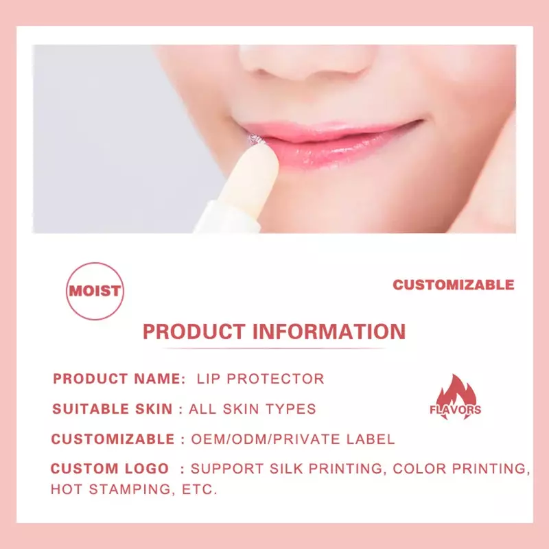 Private Label Lip Balm 5g Fruity Moisturizing Moist Lips All Skin Types Cosmetic Custom Logo Makeup Bulk Hydrating Nutritious
