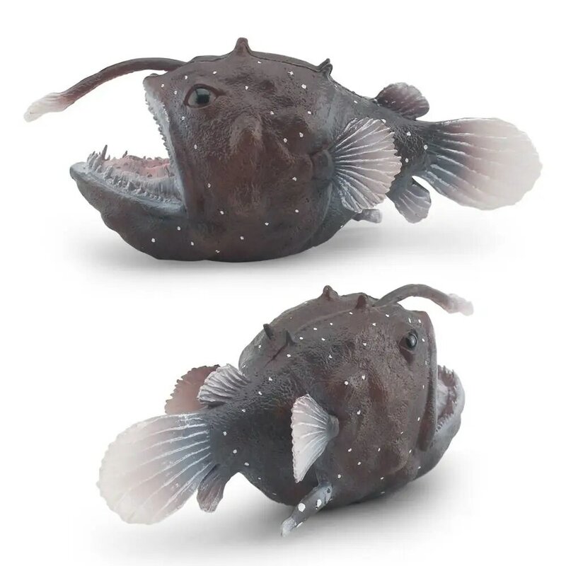 Mini figura de pez pescador, modelos de animales marinos de PVC, simulación educativa portátil, modelo de animales del océano