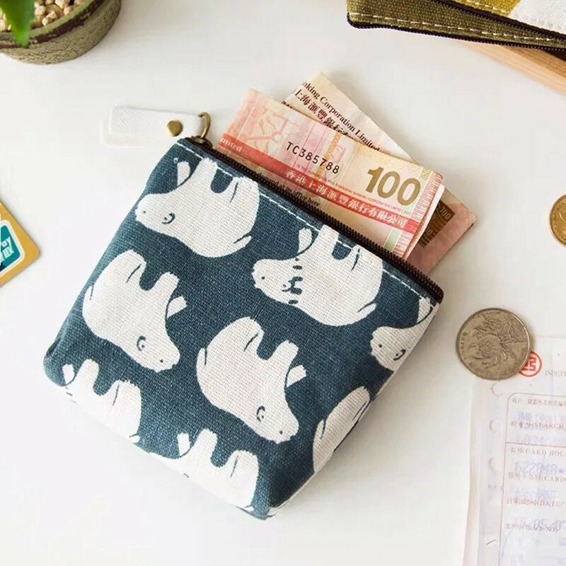 Purse Women's wallet Bohemian beach canvas coin purse fabric printing small wallet portable cartoon key bag card bag storage bag