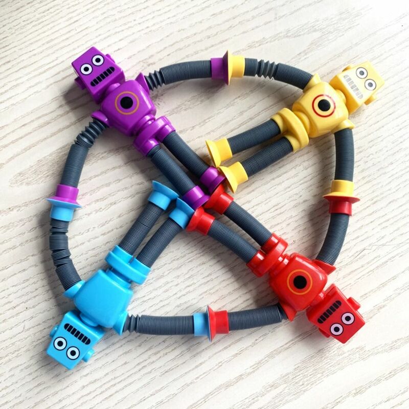Stretch Tube Parent-Child Joint Movement Spring Telescopic Suction Cup Montessori Sensory Toy Fidget Toys Robot Pop Tubes Toy