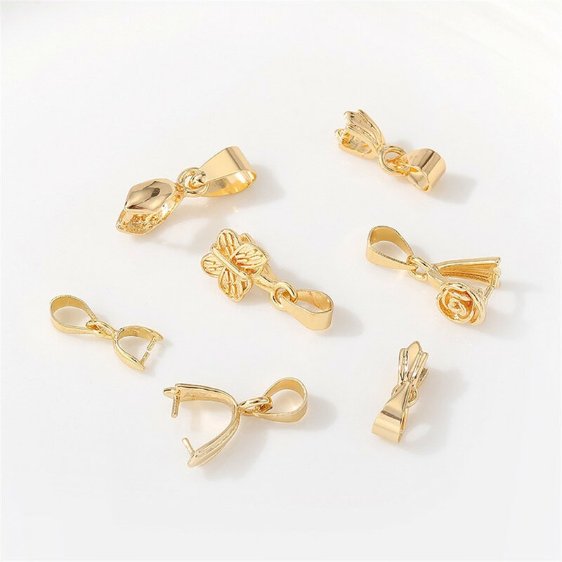 14K Gold-plated Butterfly Rose Melon Seed Buckle Pendant Clip Handcrafted DIY Making Bracelet Headpiece Material Accessories