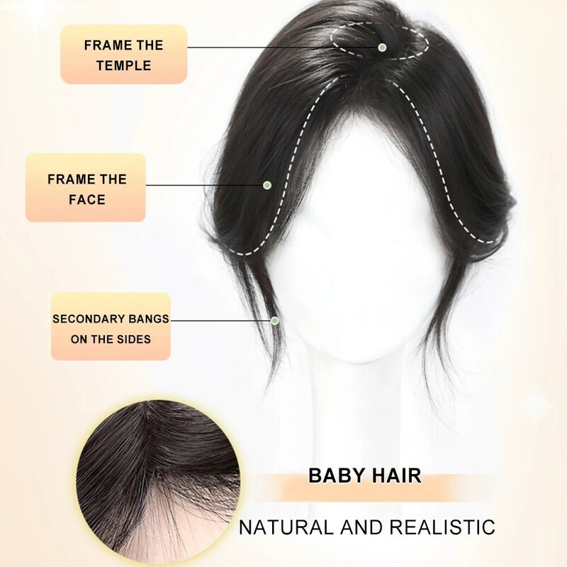 Klips w grzywce prawdziwe ludzkie włosy ręcznie wiązana francuska grzywka na grzywce włosy z pełnymi skroniami naturalna gruba objętość frędzle dla kobiet