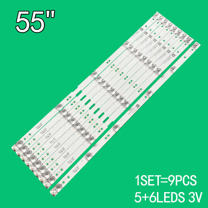 LED TVバックライトバー,1セットあたり9個,修理アクセサリー,8a 1b 55r,mx55,MS-L2808,v1,MS-L2888,v1,HY-M550A4,b