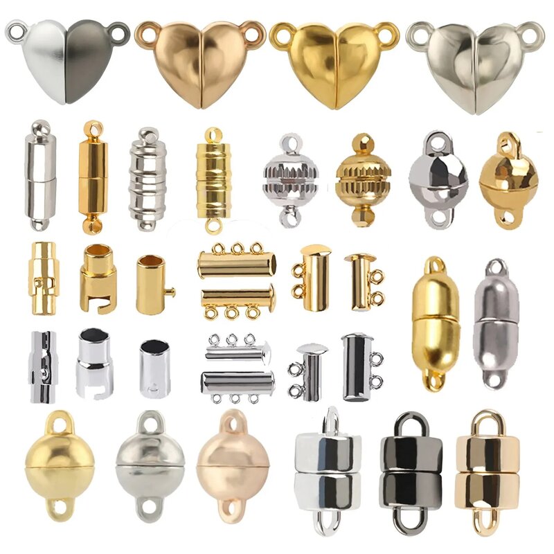 10-5Set Baja Tahan Karat Kuat Magnet Jepit Ujung Magnet Jepit Konektor untuk Membuat Perhiasan DIY Gelang Kalung Aksesori