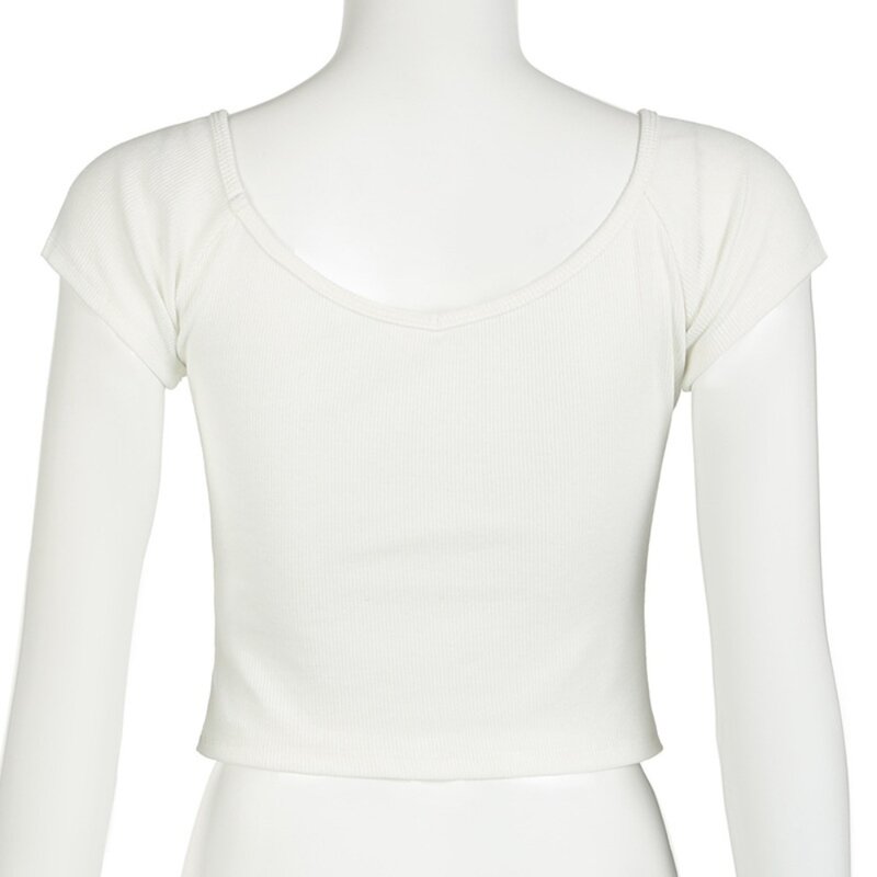 T-shirt Raglan Basic in cotone bellissimo Top corto in tinta unita Top Slim Fit minimalista